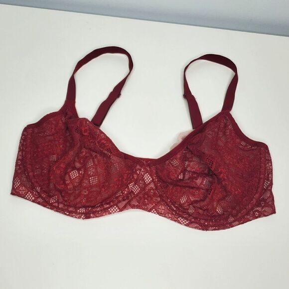Victoria's Secret 34DDD Red Lace Unlined Demi Bra Body By Victoria 2017 - Picture 1 of 9